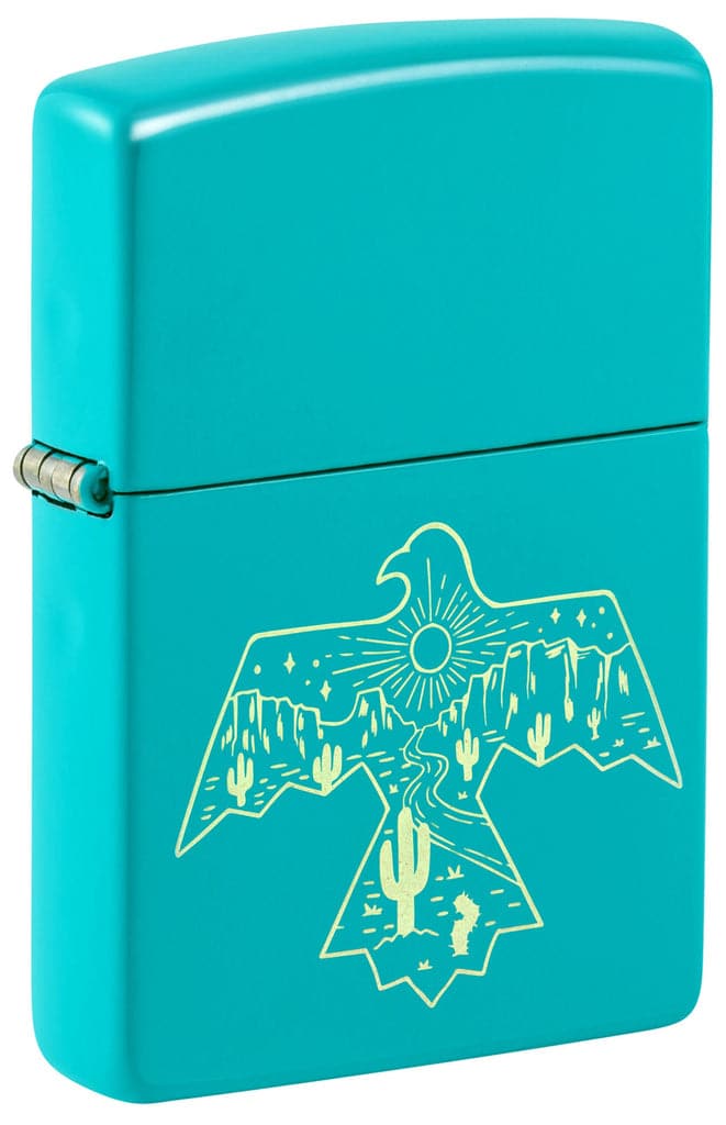 Zippo 48522 49454 Thunderbird Western Design Flat Turquoise Windproof Lighter - OUTBACK