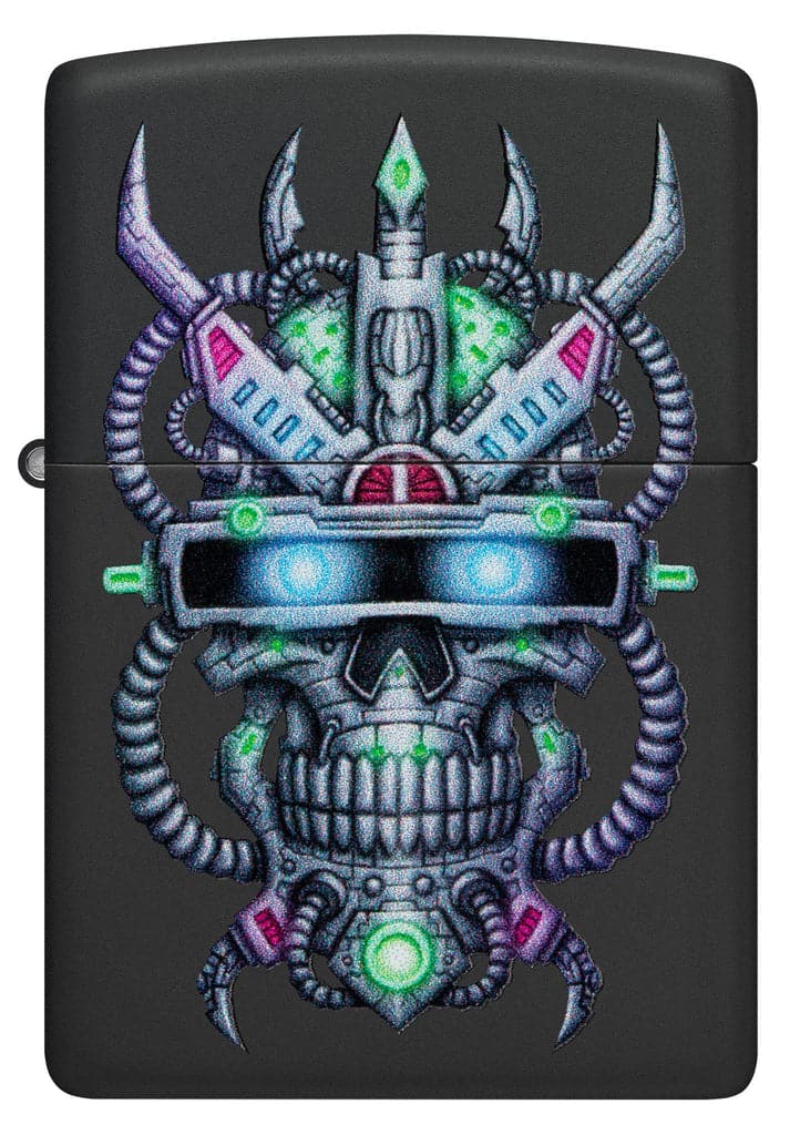 Zippo 48516 218 Cyber Skull Design Black Matte Windproof Lighter - OUTBACK