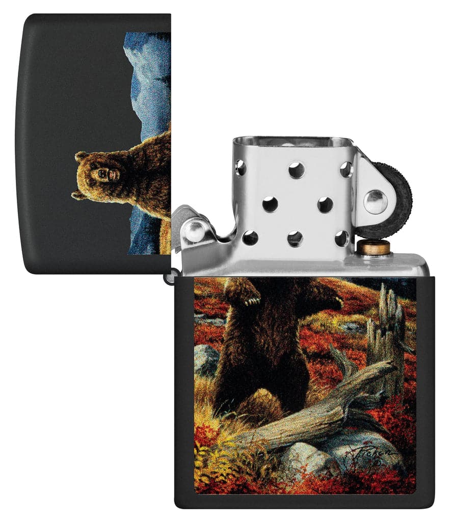 Zippo 48597 218 Linda Pickens Bear Design Black Matte Windproof Lighter - OUTBACK