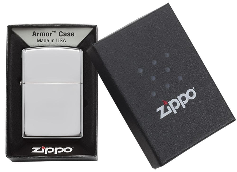 Zippo 167 Classic Armor High Polish Chrome Windproof Lighter, Classic Model, Silver - OUTBACK