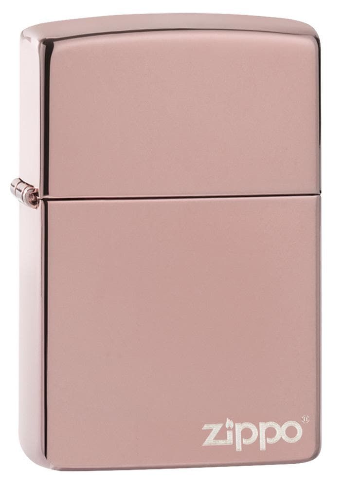 Zippo 49190ZL Classic High Polish Rose Gold Zippo Logo Windproof Lighter, Classic Model, Pink - OUTBACK