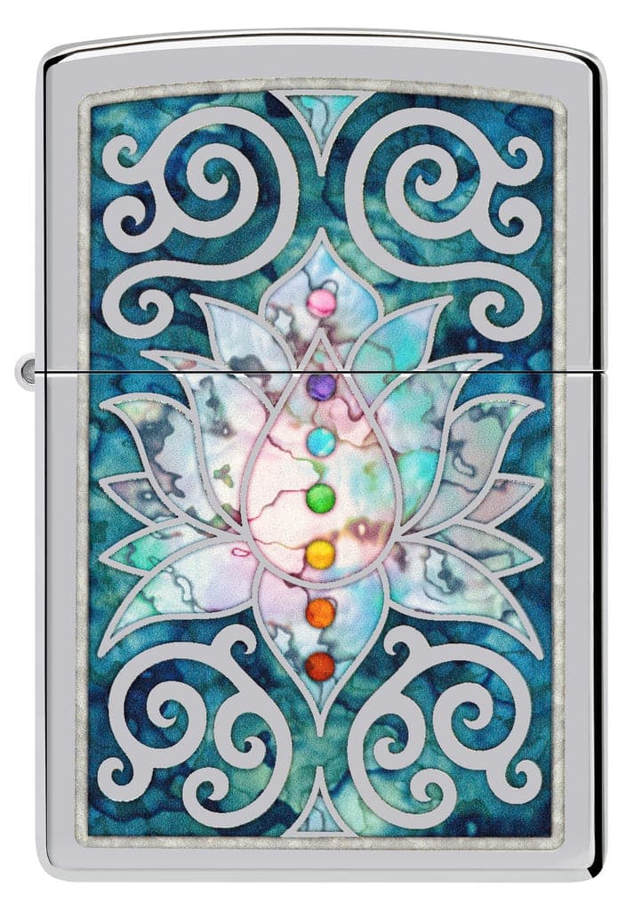 Zippo 48592 250 Fusion Lotus Flower Design High Polish Chrome Windproof Lighter - OUTBACK