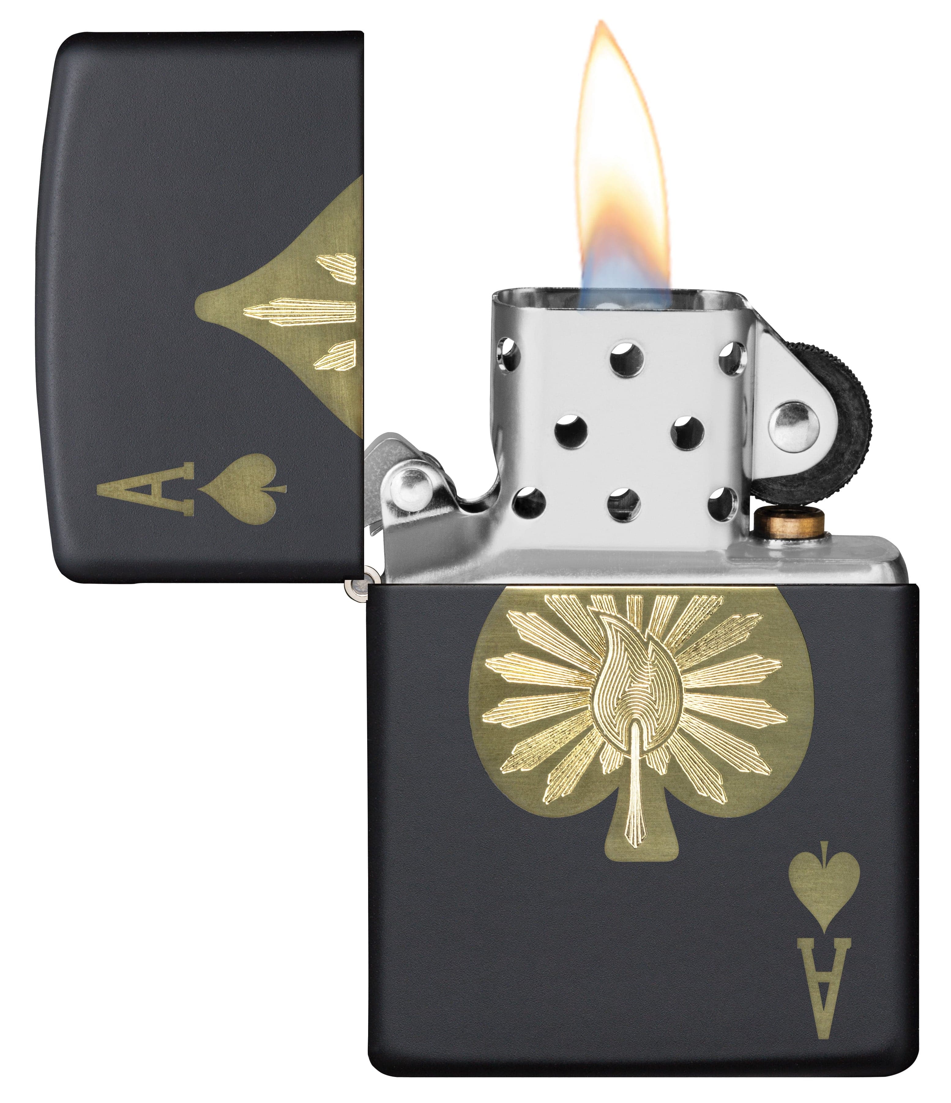 Zippo MP400043 218 Flame with Ace Degisn Black Matte Windproof Lighter, Middle East Model, Black - OUTBACK