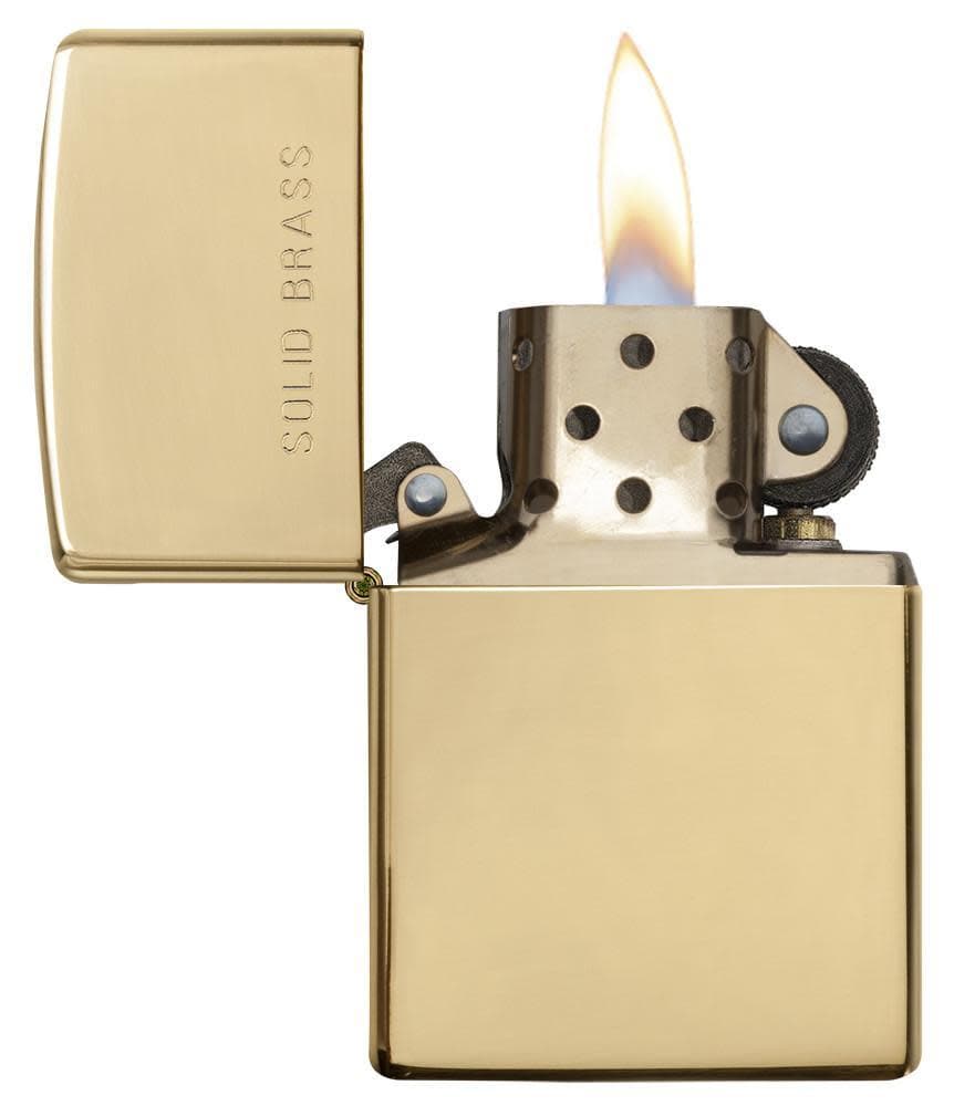 Zippo 254 Classic High Polish Solid Brass Windproof Lighter, Classic Model, Gold - OUTBACK