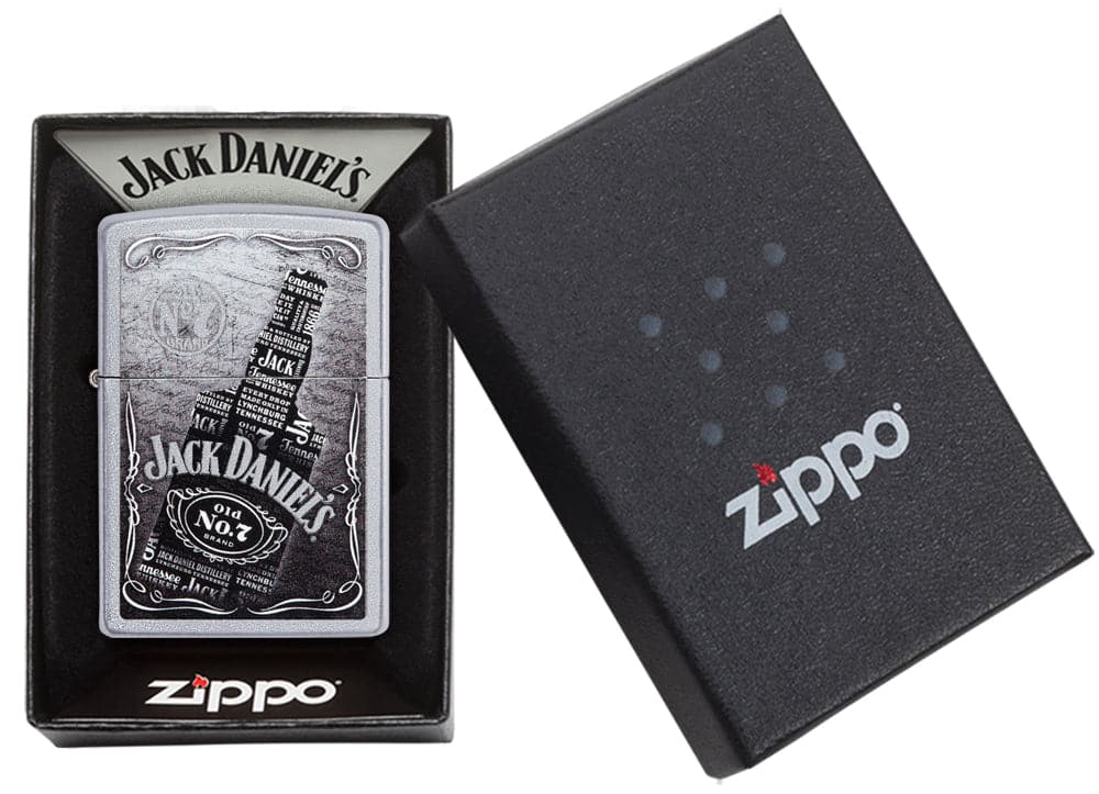 Zippo 29285 Jack Daniel's Vintage Bottle Chrome Windproof Lighter , Classic Model, Silver - OUTBACK