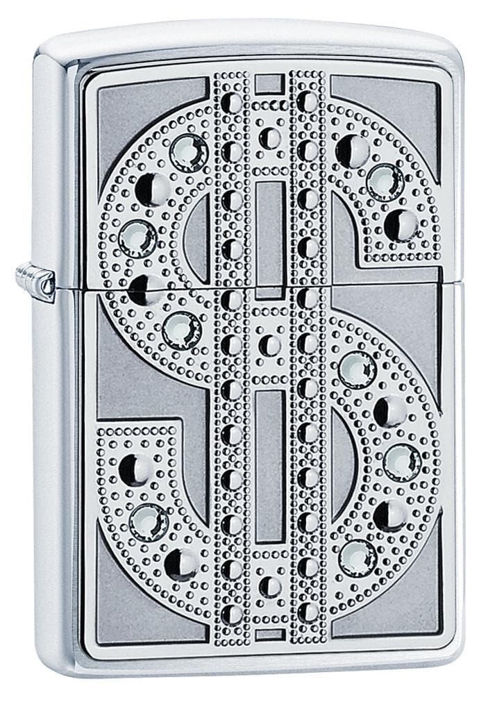 Zippo 20904 Swarovski Dollar Sign Windproof Lighter, Classic Model, Silver - OUTBACK