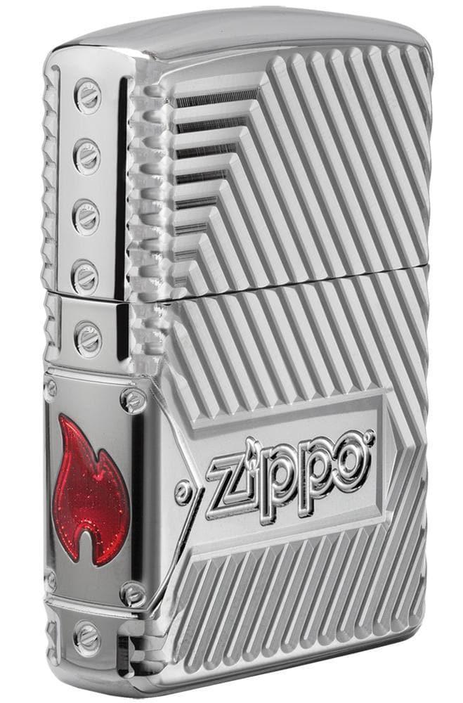 Zippo 29672 167 Bolts Design Armor High Polish Chrome Windproof Lighter , Classic Model, Silver - OUTBACK