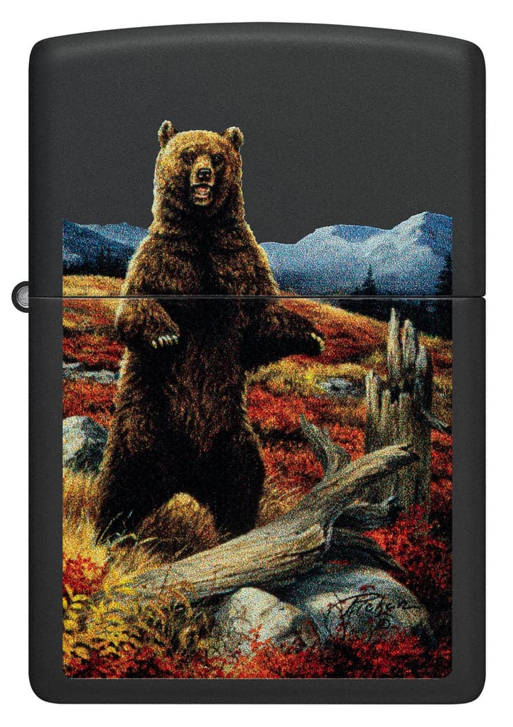 Zippo 48597 218 Linda Pickens Bear Design Black Matte Windproof Lighter - OUTBACK