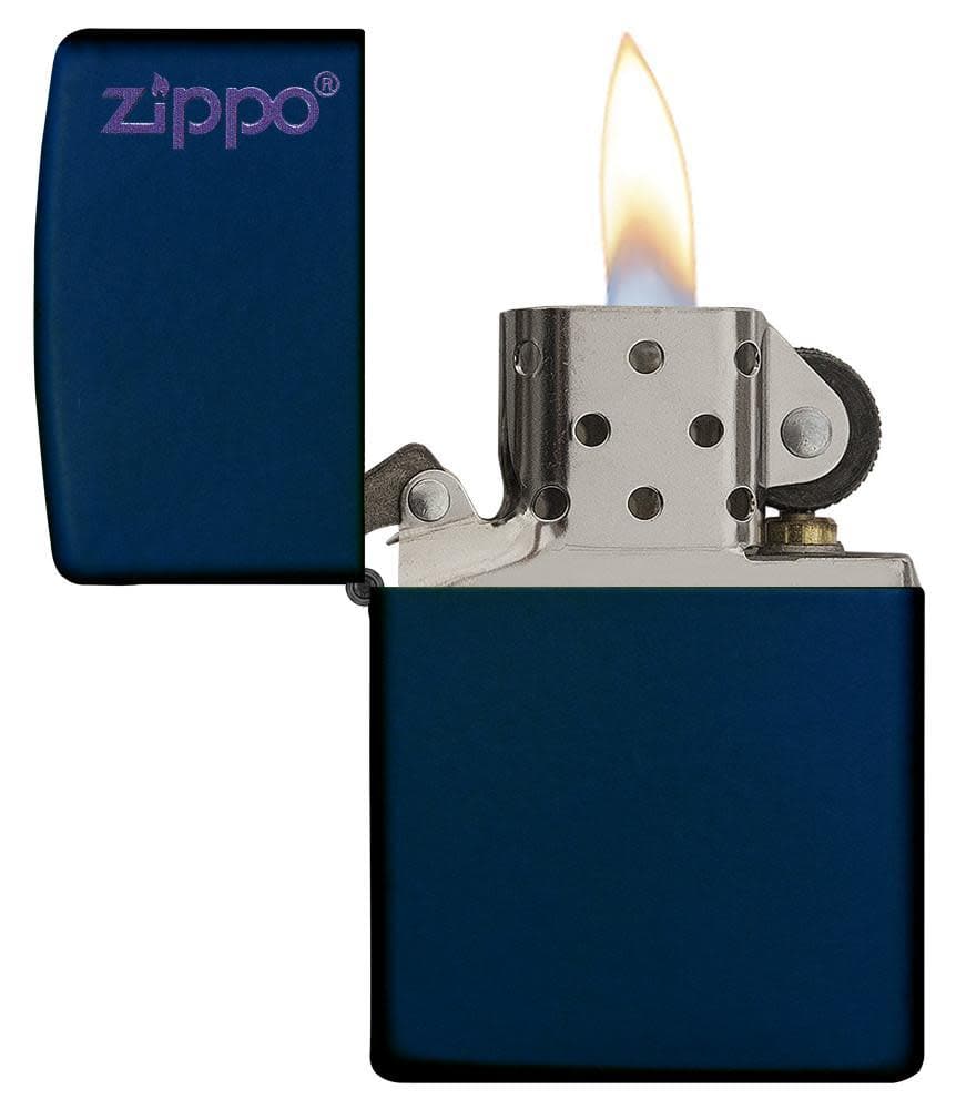 Zippo 239ZL Classic Navy Matte Zippo Logo Windproof Lighter, Classic Model, Blue - OUTBACK