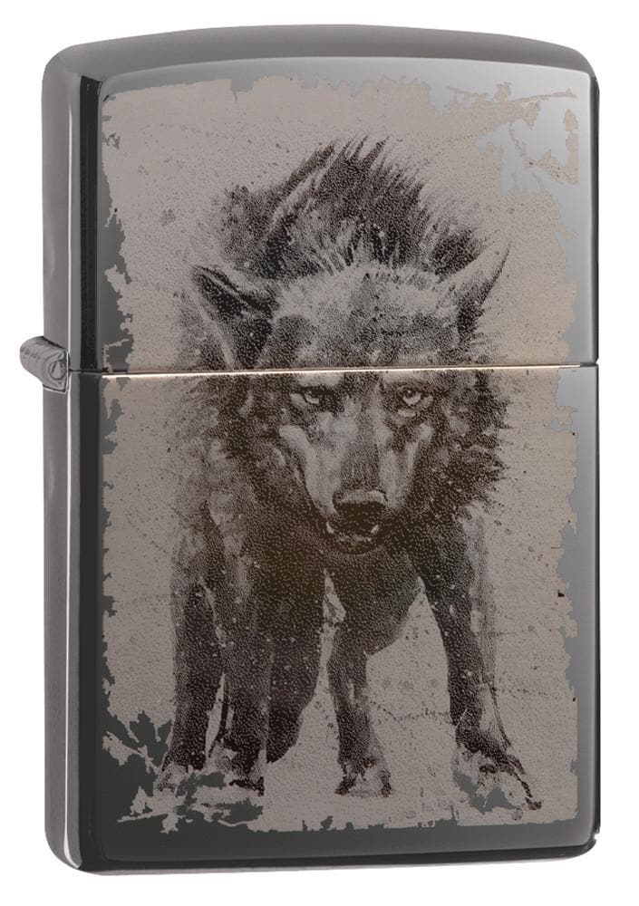 Zippo 49073 150 Wolf Design Black Ice Windproof Lighter, Classic Model, Black - OUTBACK