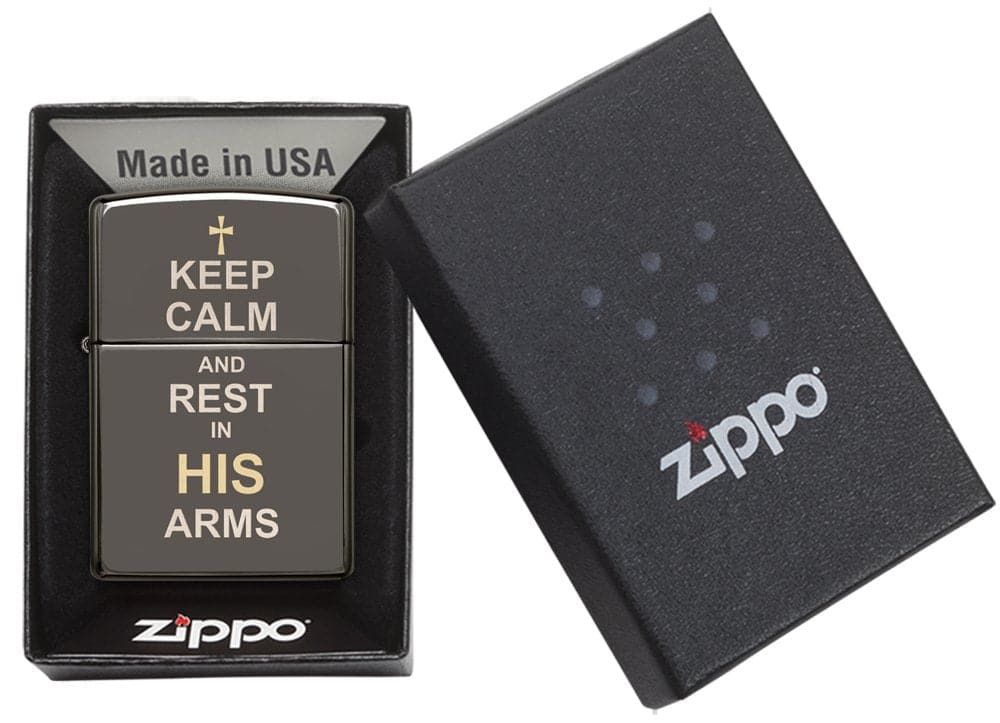 Zippo 29610 150 Keep Clam Design Black Ice Windproof Lighter, Classic Model, Black - OUTBACK