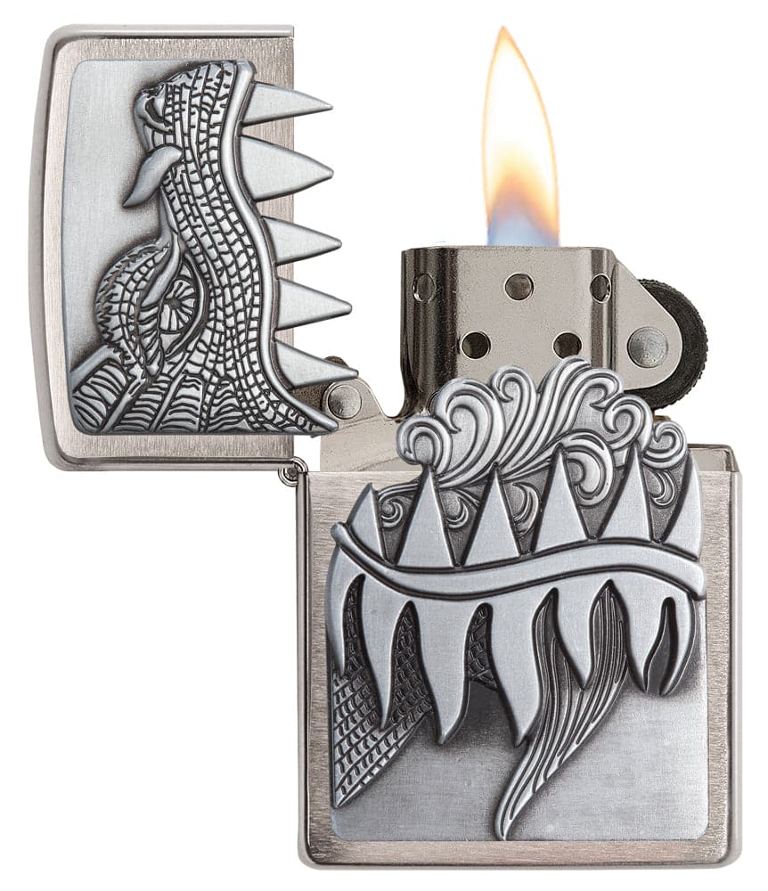 Zippo 28969 Fire Breathing Dragon Surprise Chrome Windproof Lighter, Classic Model, Silver - OUTBACK