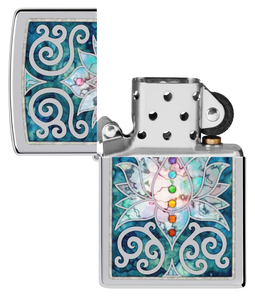 Zippo 48592 250 Fusion Lotus Flower Design High Polish Chrome Windproof Lighter - OUTBACK