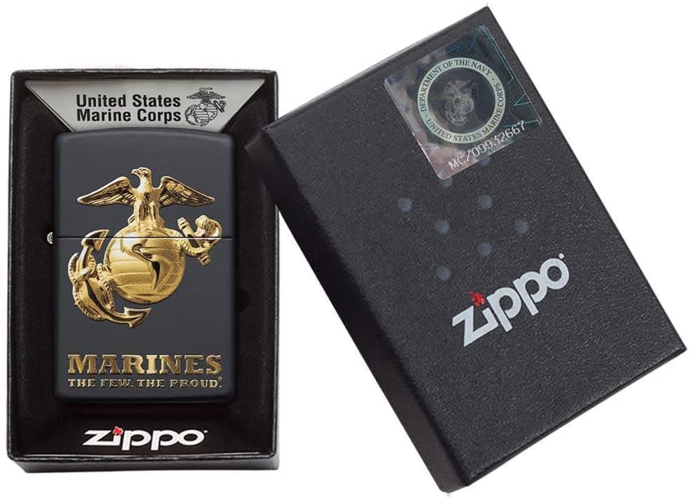 Zippo 49149 218 United States Marine Corps Black Matte Windproof Lighter, Classic Model, Black - OUTBACK