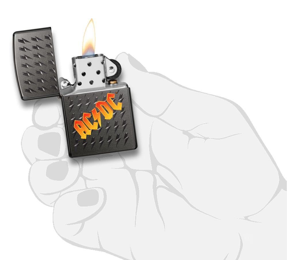 Zippo 49014 AC/DC Grey Windproof Lighter, Classic Model, Grey - OUTBACK