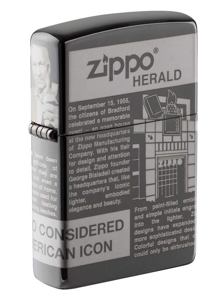 Zippo 49049 150 Newsprint Design Black Ice Windproof Lighter, Classic Model, Black - OUTBACK