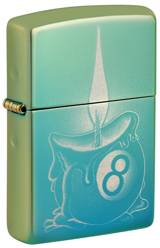 Zippo 48615 49191 Eight Ball Tattoo Design High Polish Teal Windproof Lighter - OUTBACK