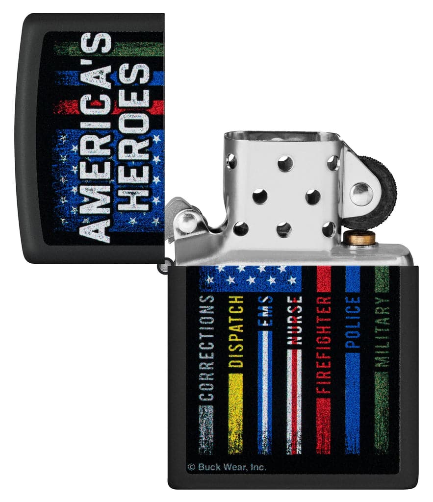 Zippo 48634 218 Buckwear America's Heroes Design Black Matte Windproof Lighter - OUTBACK