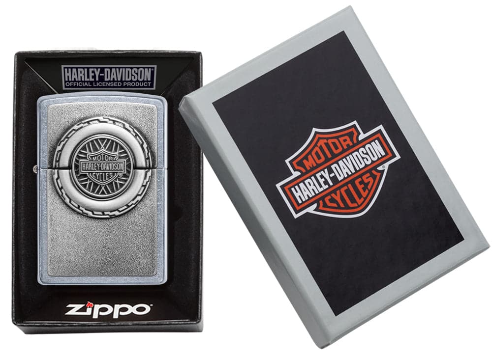 Zippo 49175 207 Harley Davidson Engine Surprise Emblem Street Chrome Lighter, Classic Model, Silver - OUTBACK