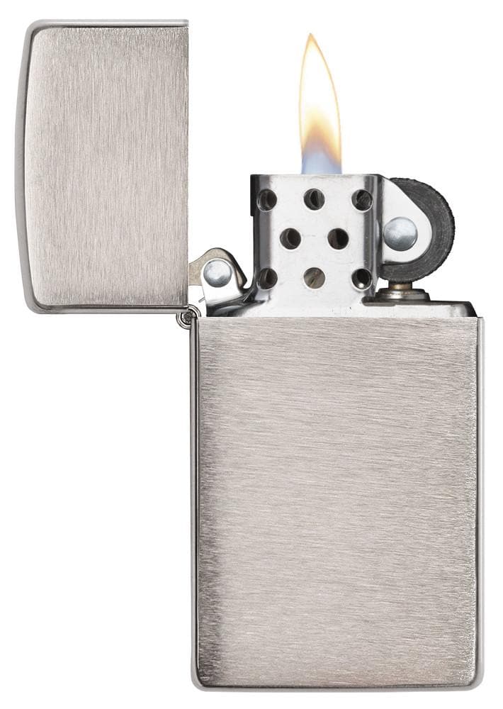 Zippo 1600 Slim Brushed Chrome Windproof Lighter, Slim Model, Silver - OUTBACK