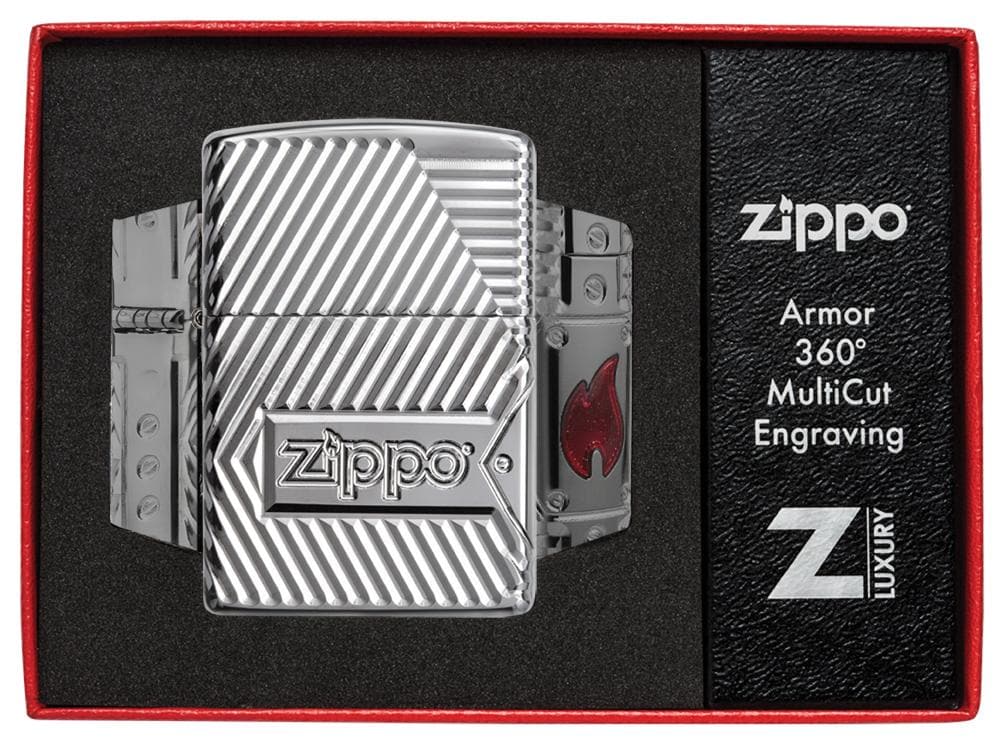 Zippo 29672 167 Bolts Design Armor High Polish Chrome Windproof Lighter , Classic Model, Silver - OUTBACK