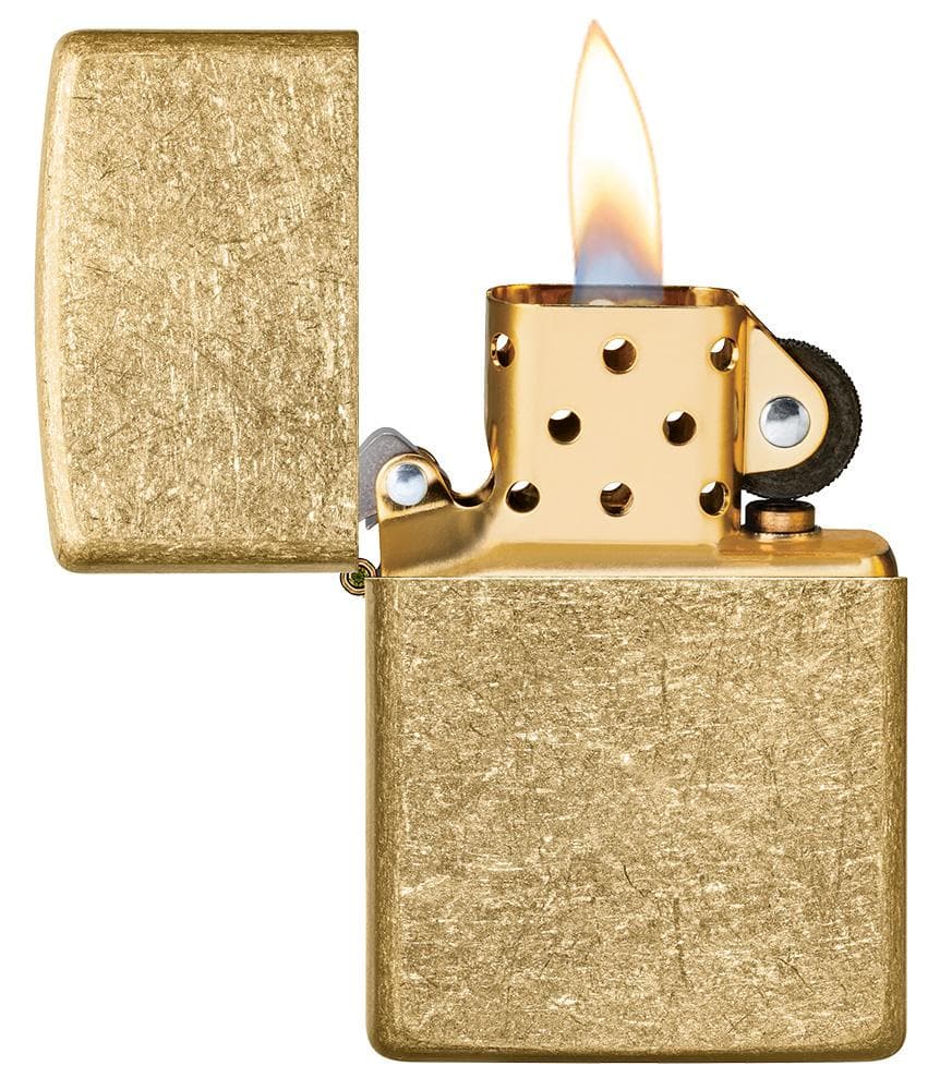 Zippo 49477 Classic Tumbled Brass Windproof Lighter, Classic Model, Yellow - OUTBACK