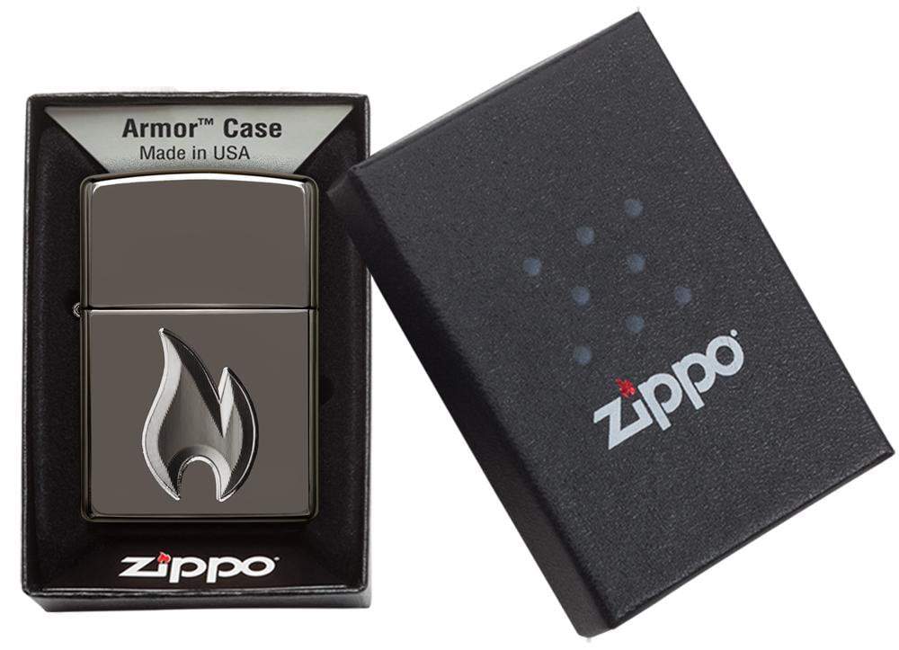 Zippo 29928 24095 Zippo 3-D Flame Design Black Ice Windproof Lighter, Classic Model, Grey - OUTBACK