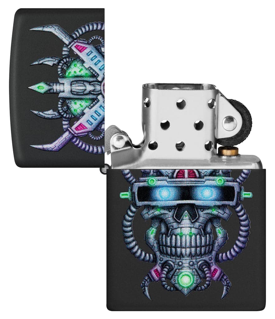 Zippo 48516 218 Cyber Skull Design Black Matte Windproof Lighter - OUTBACK