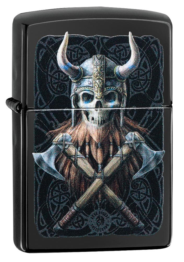 Zippo 49106 Zippo Anne Stokes Viking Skull High Polish Black Windproof Lighter, Classic Model, Black - OUTBACK