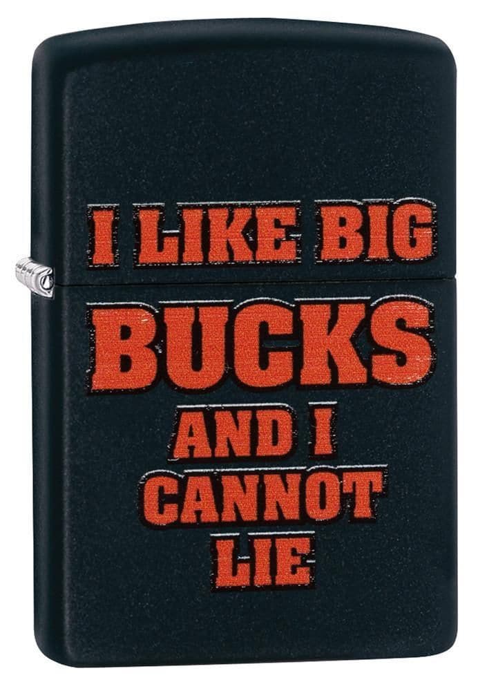 Zippo 29342 218 I Like Big Bucks Black Matte Windproof Lighter, Classic Model, Black - OUTBACK