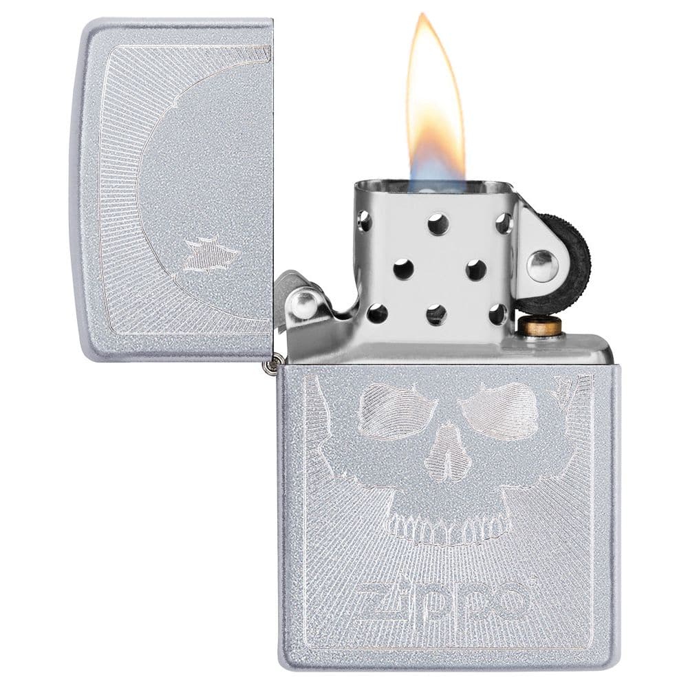 Zippo 29858 Skull With Lines Windproof Lighter, Classic Model, Silver - OUTBACK