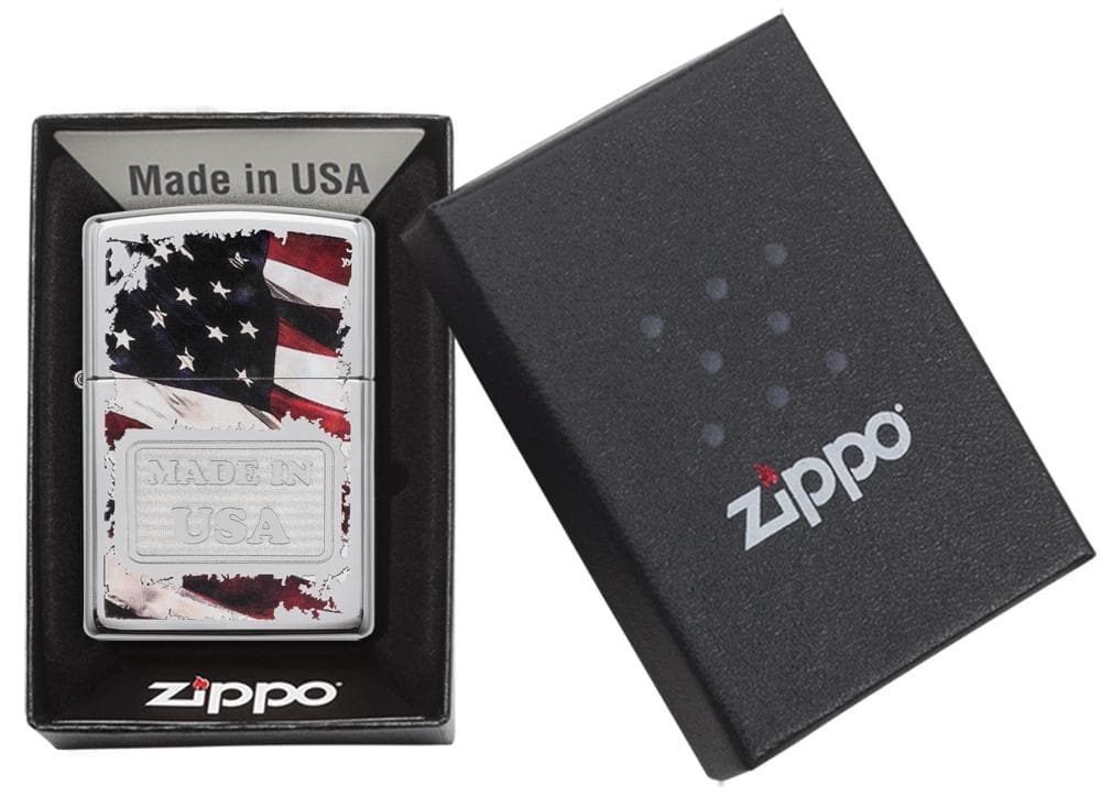 Zippo 29679 250 Made In USA High Polish Chrome Windproof Lighter, Classic Model, Silver - OUTBACK