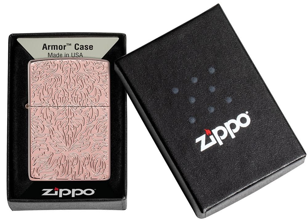 Zippo 49703 49190 Carved Armor Rose Gold Design Windproof Lighter - OUTBACK