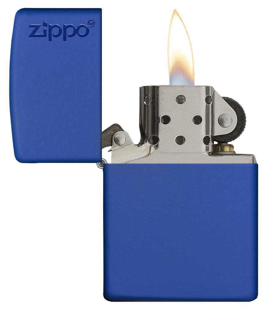 Zippo 229ZL Classic Royal Blue Matte Zippo Logo Windproof Lighter, Classic Model, Blue - OUTBACK