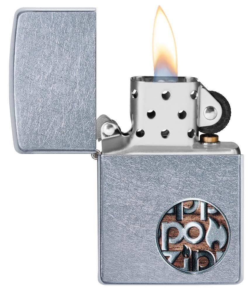 Zippo 29872 207 Zippo Button Logo Street Chrome Windproof Lighter, Classic Model, Silver - OUTBACK