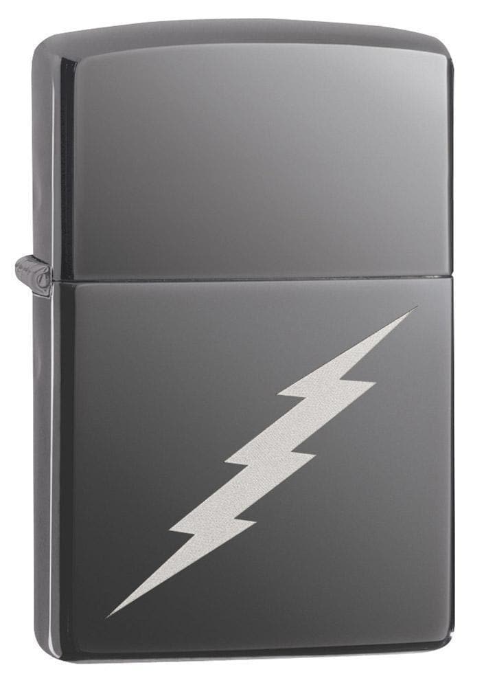 Zippo 29734 Lightening Bolt Design Windproof Lighter Black Ice, Classic Model, Silver - OUTBACK