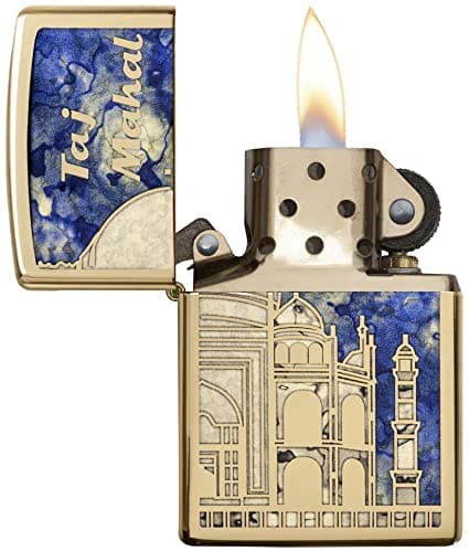 Zippo 29245 254B  Taj Mahal High Polish Brass Windproof Lighter, Classic Model, Gold - OUTBACK