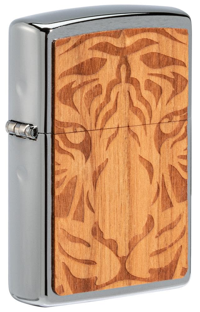 Zippo 49707 200 WOODCHUCK USA Cherry Tiger Head Emblem Brushed Chrome Windproof Lighter - OUTBACK