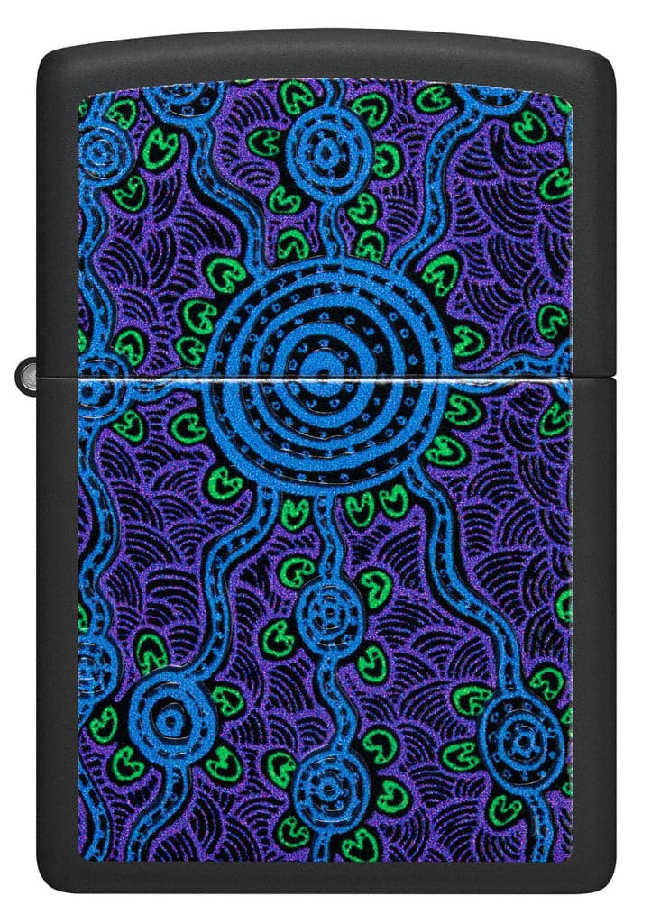 Zippo 48625 218 John Smith Gumbula Black Light Design Black Matte Windproof Lighter - OUTBACK