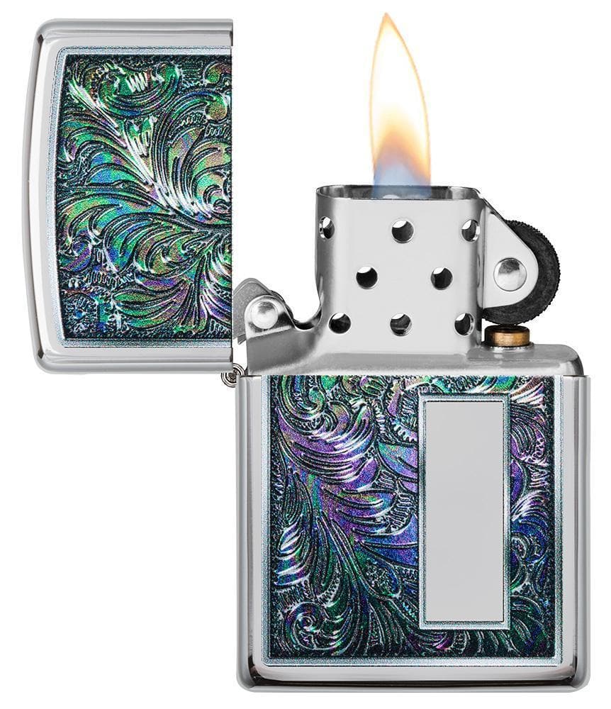 Zippo 49139 250 Colorful Venetian Design High Polish Chrome Windproof Lighter, Classic Model, Silver - OUTBACK