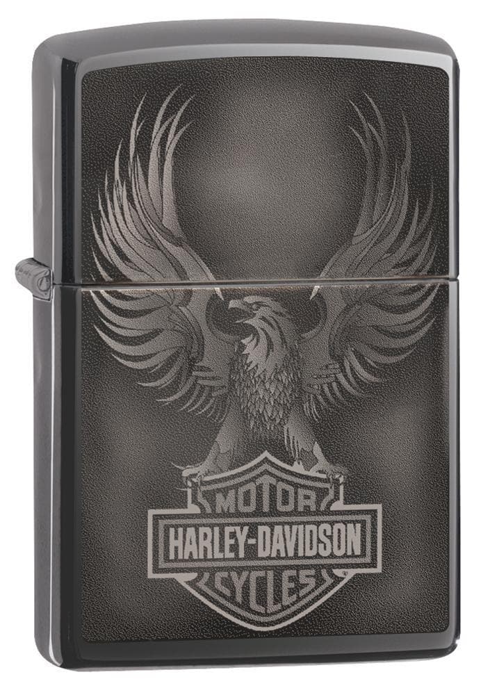 Zippo 49044 150 Harley Davidson Eagle Black Ice Windproof Lighter, Classic Model, Black - OUTBACK