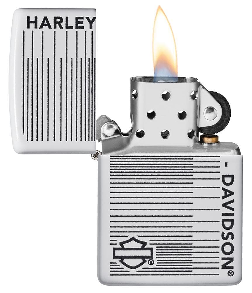 Zippo 49465 Harley-Davidson® White Matte Lines Design Windproof Lighter, Harley Davidson Model, White Matte - OUTBACK