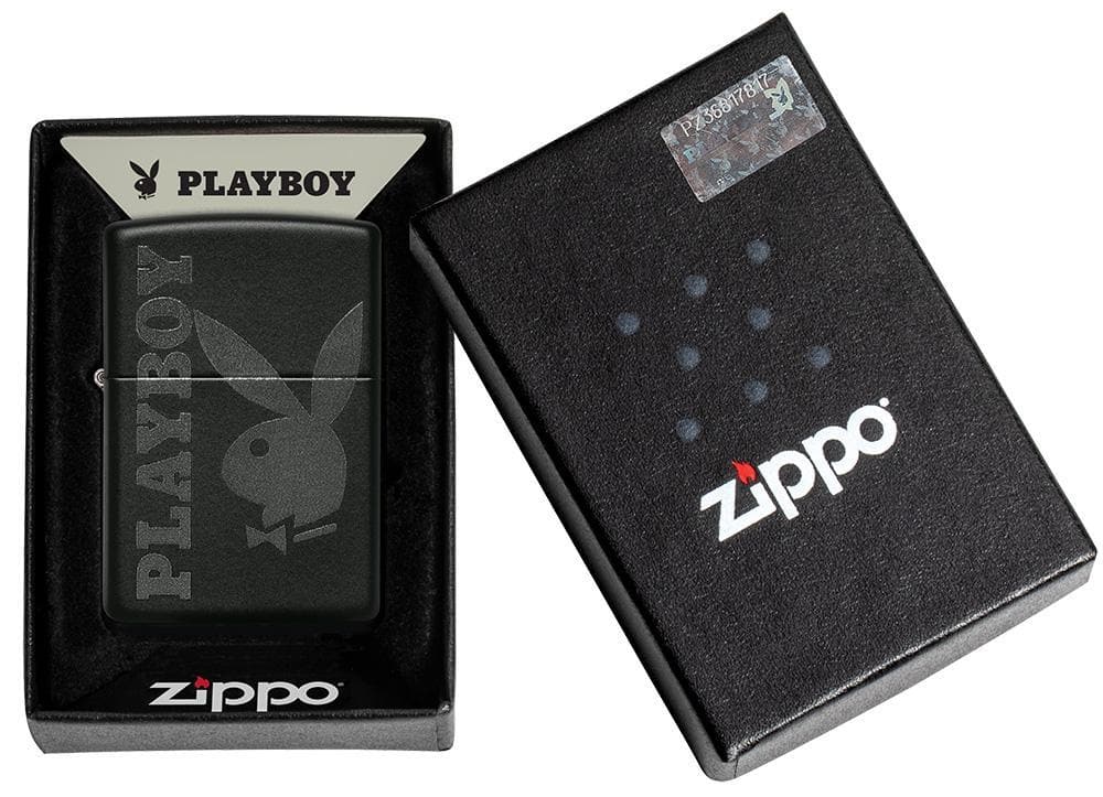 Zippo 49342 218 Playboy Logo Black Matte Windproof Lighter, Playboy Model, Black - OUTBACK