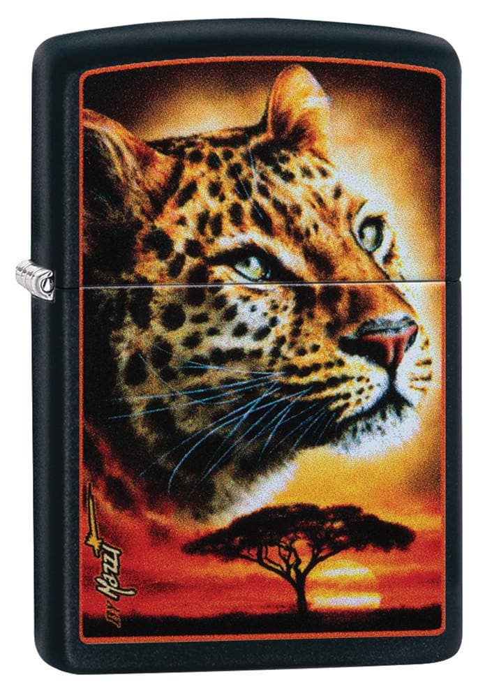 Zippo 49068 Mazzi African Leopard Windproof Lighter, Classic Model, Black - OUTBACK