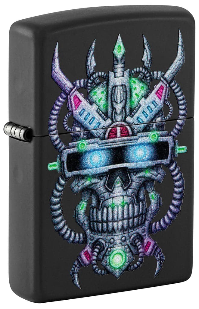 Zippo 48516 218 Cyber Skull Design Black Matte Windproof Lighter - OUTBACK