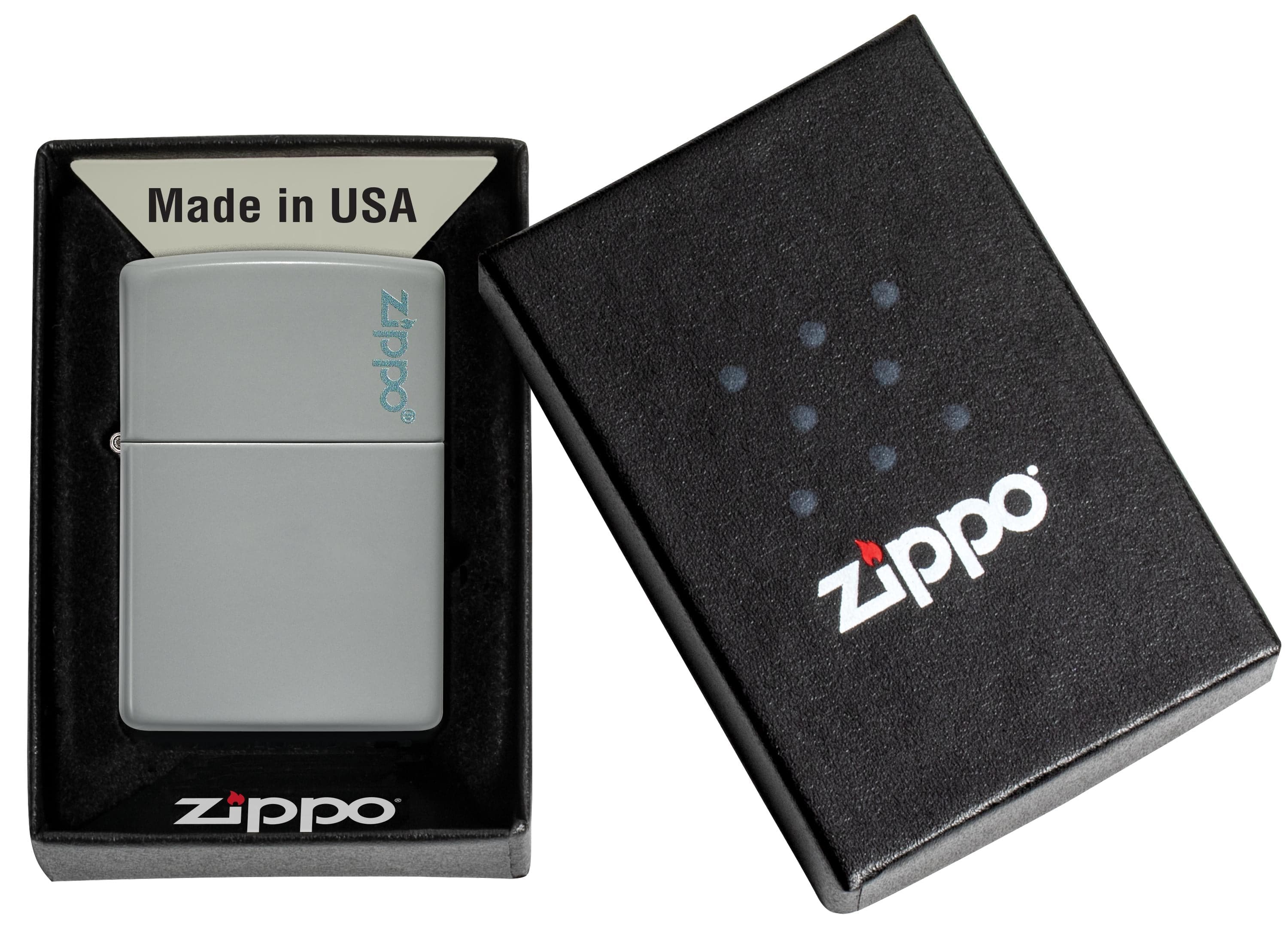 Zippo 49452ZL Flat Grey with Zippo Logo Windproof Lighter, Classic Model, Grey - OUTBACK