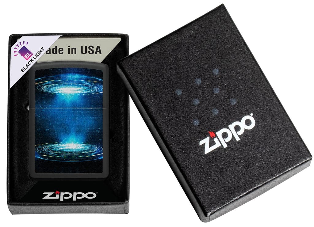 Zippo 48514 218 Black Light UFO Flame Design Black Matte Windproof Lighter - OUTBACK