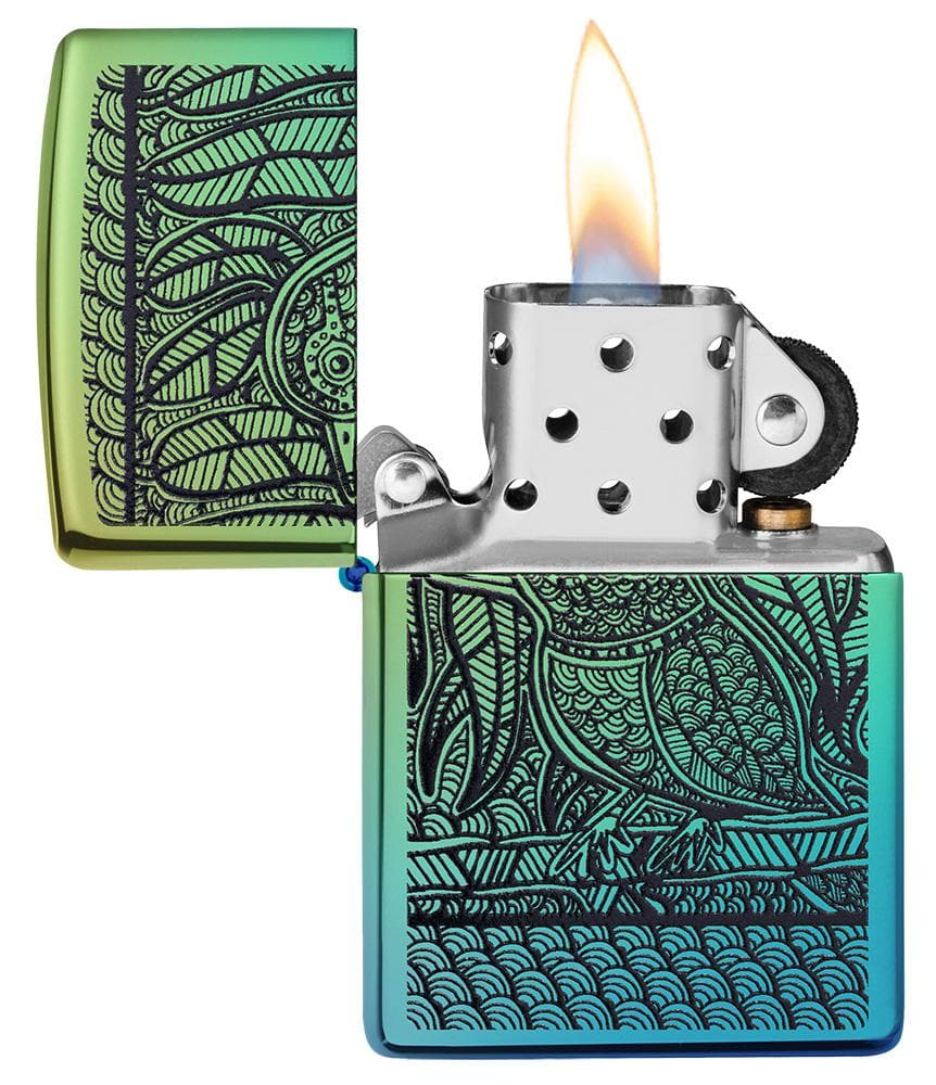 Zippo 49611 John Smith Gumbula Bird High Polish Teal Windproof Lighter, Classic Model, High Polish Teal - OUTBACK