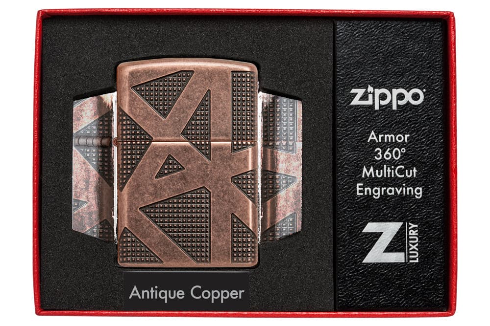 Zippo 29036 49036 Armor Geometric 360 Design Windproof Lighter, Classic Model, Brown - OUTBACK