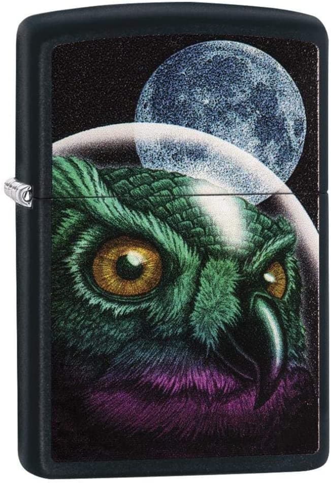 Zippo 29616 218 Space Owl Design Black Matte Windproof Lighter, Classic Model, Black - OUTBACK